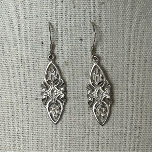 925 Art Nouveau Cutout Dangle Earrings on Sterling French Hooks